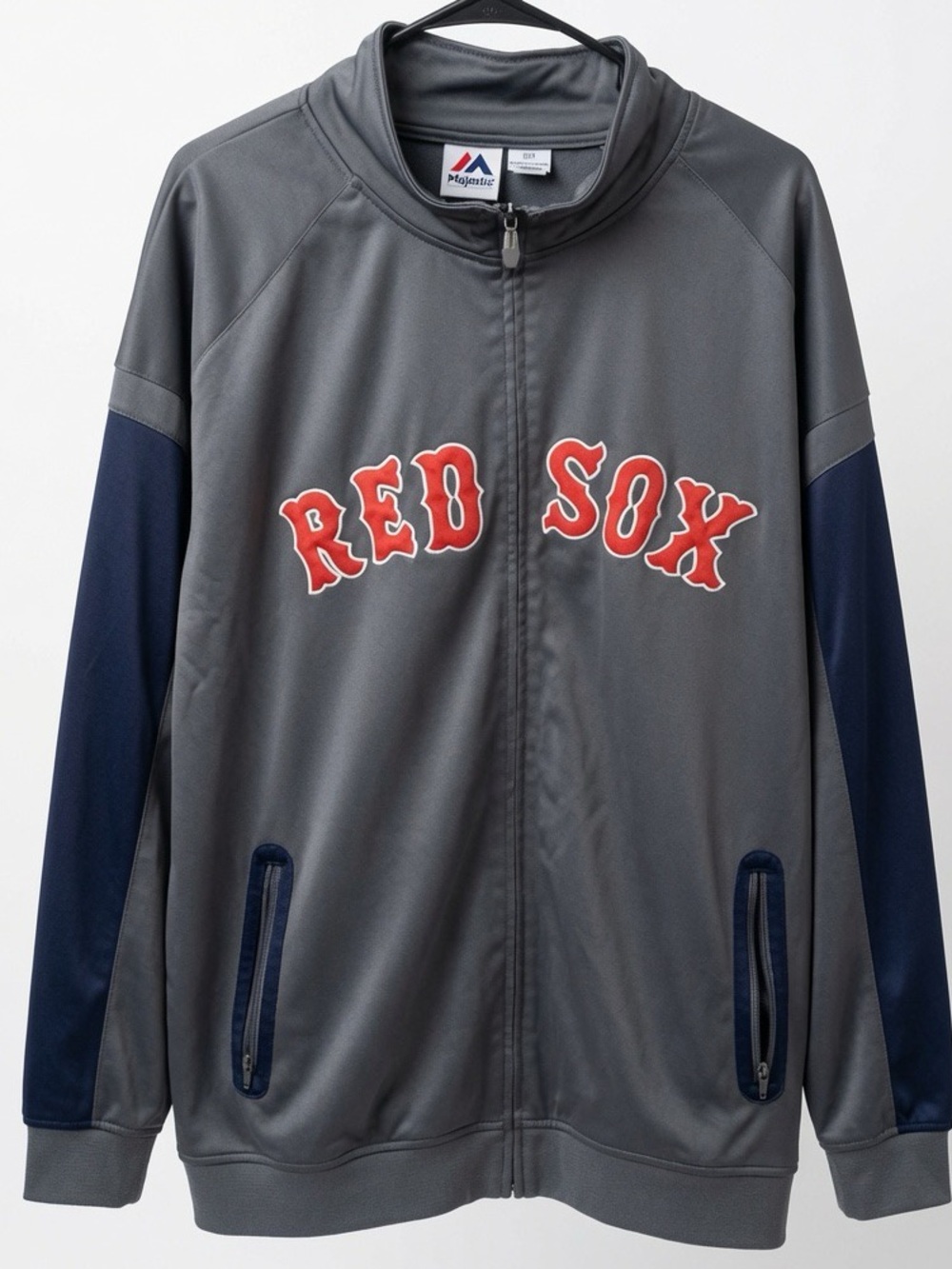 Majestic Boston Red Sox Gray Blue Full Zip Track Jacket 3XT